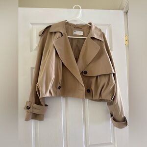 ASOS Women's Tan Cropped Trench Jacket